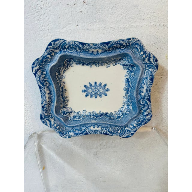 Ceramic Antique Blue and White Serving Bowl For Sale - Image 7 of 9