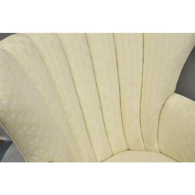 Vintage French Art Deco Style Channel Wingback Mahogany Lounge Arm Chairs - Pair For Sale - Image 13 of 16