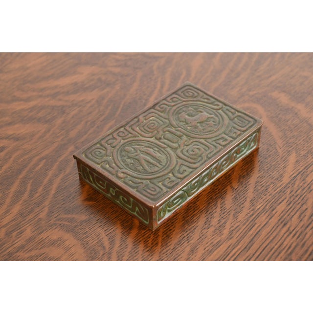 Art Deco Tiffany Studios New York Zodiac Patinated Bronze Box, Circa 1910 For Sale - Image 3 of 12