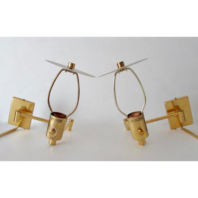 Hinson C.1980's Hinson Brass Plated Swing Arm Sconces - Pair For Sale - Image 4 of 18