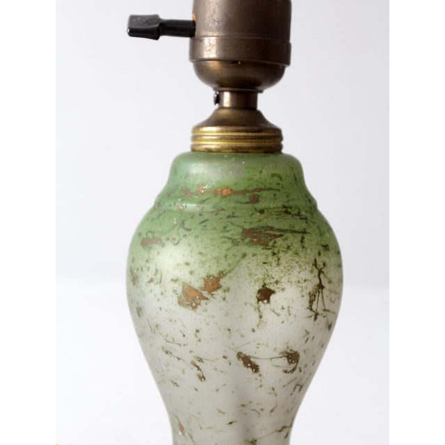 Vintage 1930s Green Glass Table Lamp For Sale - Image 10 of 13