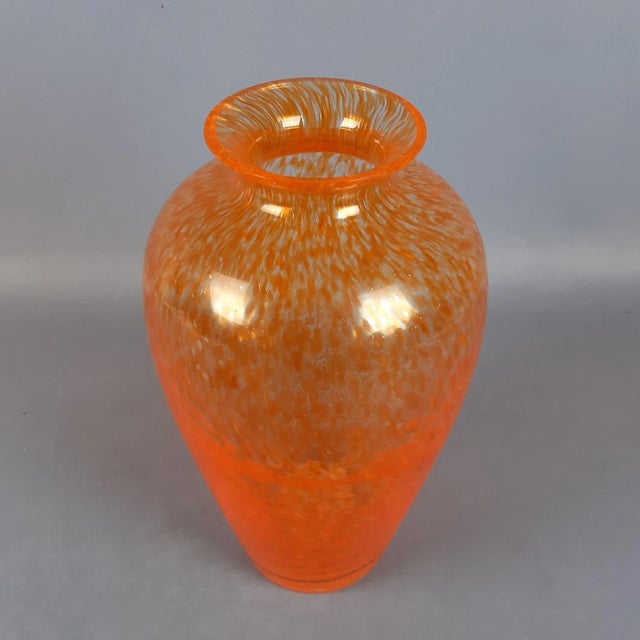 Modern Transparent Orange Spotted Murano Glass Vase, 1970s For Sale - Image 3 of 11