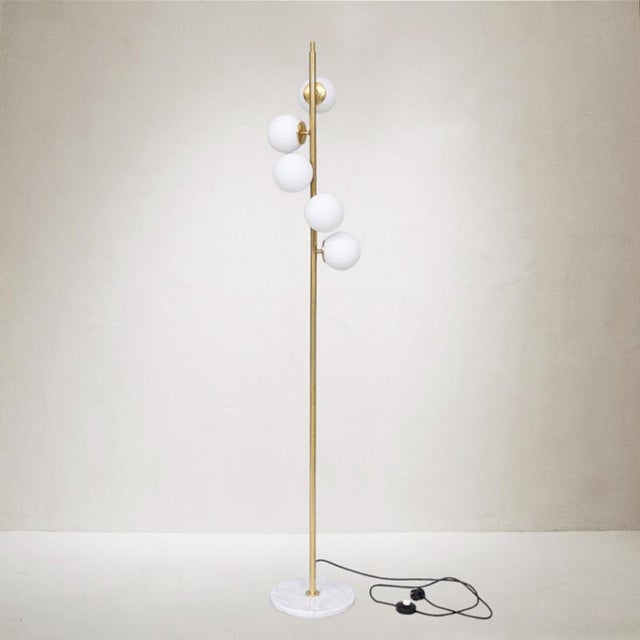 Opalina Brass Floor Lamp, 1970, in Very Good conditions. Designed 1970 to 1979 European Plug (up to 250V).The wiring of...