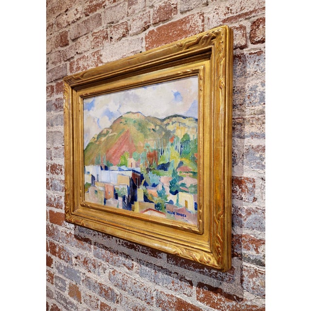 Gold Helen Katharine Forbes-Village by the Bay Area-1920s Impressionist Oil Painting For Sale - Image 8 of 9