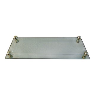 Vintage Rectangle Mirrored Vanity Tray For Sale