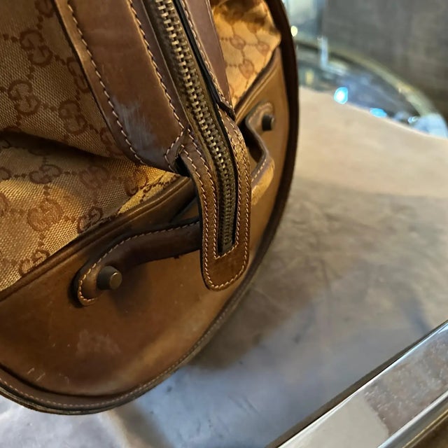 A 1970s Iconic Gg Monogram Bowling Bag by Gucci For Sale - Image 10 of 12