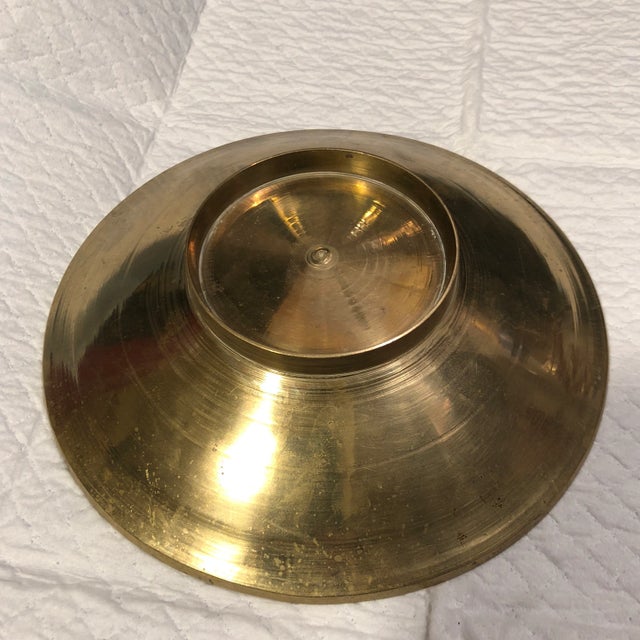 Mid-Century Modern 1970s Mid-Century Modern Floral Pattern Etched Brass Bowl For Sale - Image 3 of 10