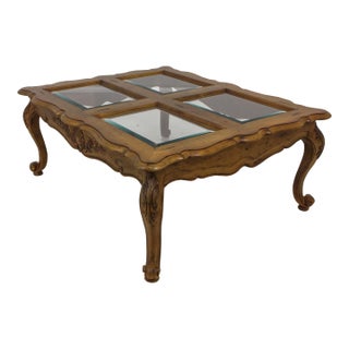 Century Country French Glass Top Coffee Table For Sale