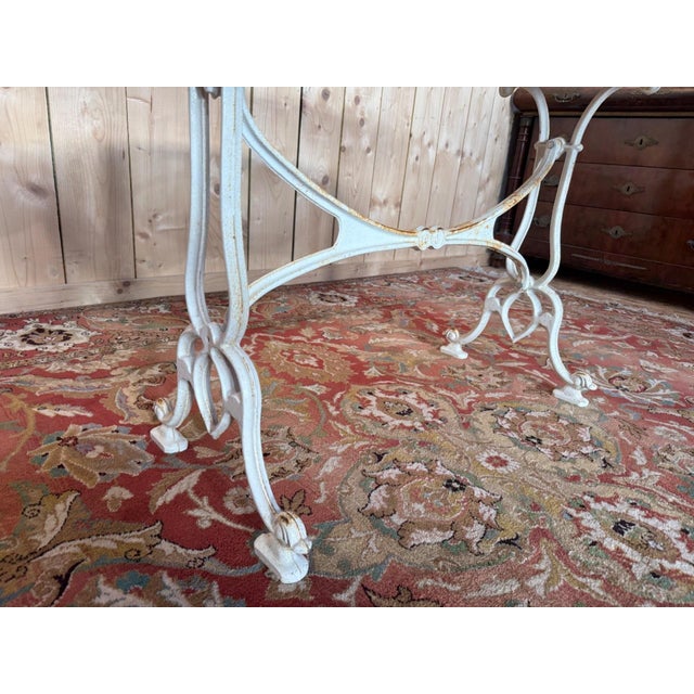 Art Nouveau Cast Iron and Veined Marble Bistro Table, 1900s For Sale - Image 4 of 8