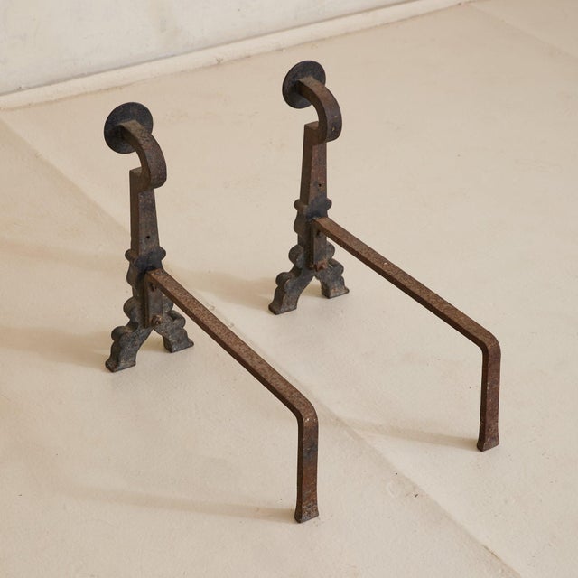 Pair of French Wrought-Iron Andirons, 1930s For Sale - Image 9 of 9