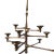 12-light brutalist bronze ceiling candle holder. No manufacturer's markings, presumably Harjes Metallkunst.