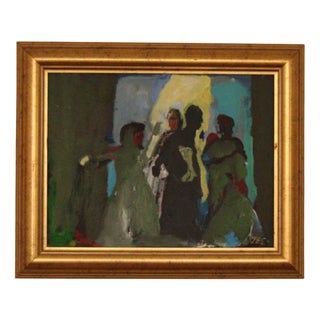 H. Zee, Conversation, 1950s, Oil on Canvas, Framed For Sale