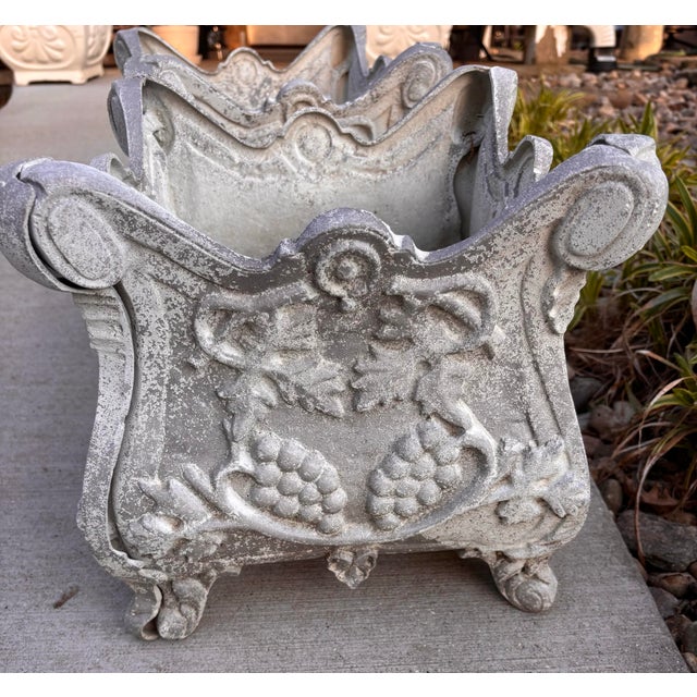 French Country Antique French Rococo Cast Iron Jardinieres Planters, a Pair For Sale - Image 3 of 12