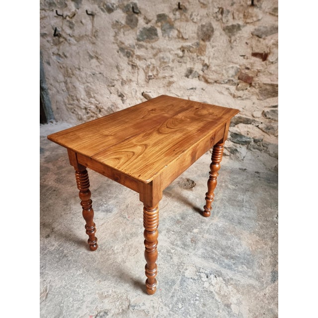 Antique French Walnut Writing Table with Drawer, 1900s For Sale - Image 12 of 16