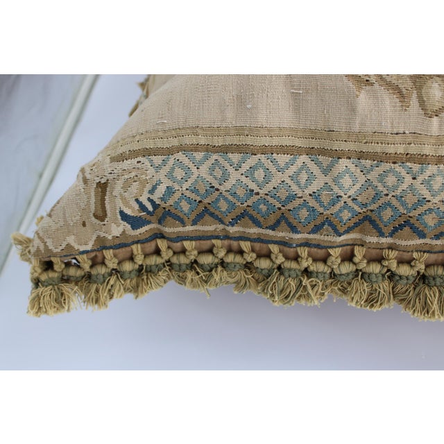 Antique French Aubusson Tapestry Needlepoint Pillow W/Cherubs Putto, 24x24" For Sale In Dallas - Image 6 of 11