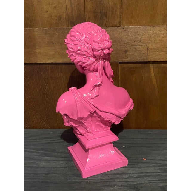 Late 20th Century Custom Pink Gloss Lacquer Finish Figural Bust of an Ancient Woman For Sale - Image 4 of 5