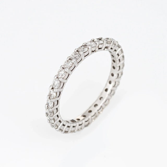 Modern Mid 20th Century 1.60ct Diamond 14k White Gold Eternity Ring Sz 8.5 For Sale - Image 3 of 5