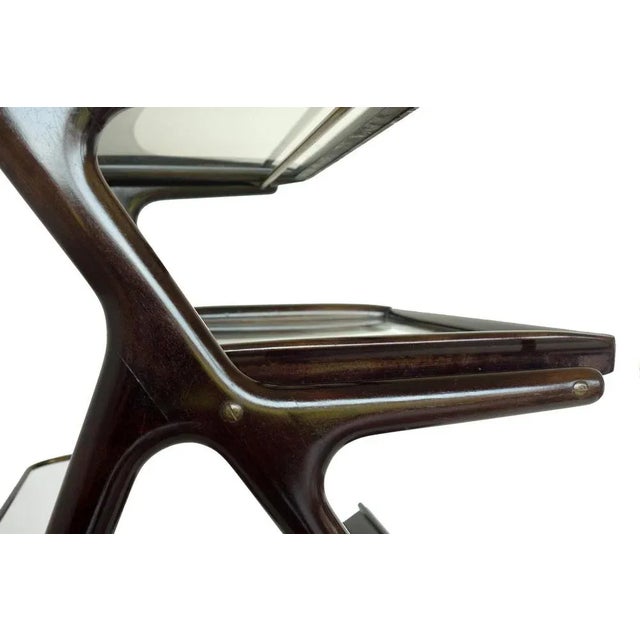 1950s Mid-Century Brass & Rosewood Trolley by Cesare Lacca, Italy, 1950s For Sale - Image 5 of 9