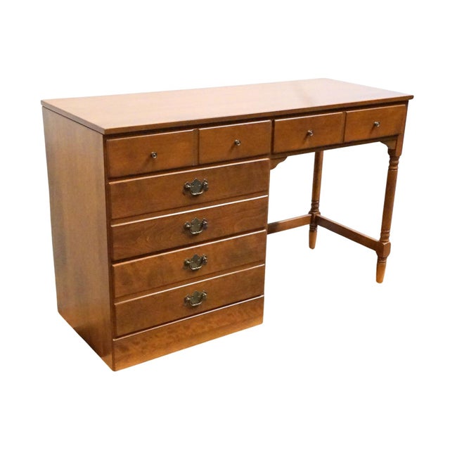 Baumritter Ethan Allen / Baumritter Heirloom Nutmeg Maple CRP Custom Room Plan 48" Student Desk 665 For Sale - Image 4 of 13