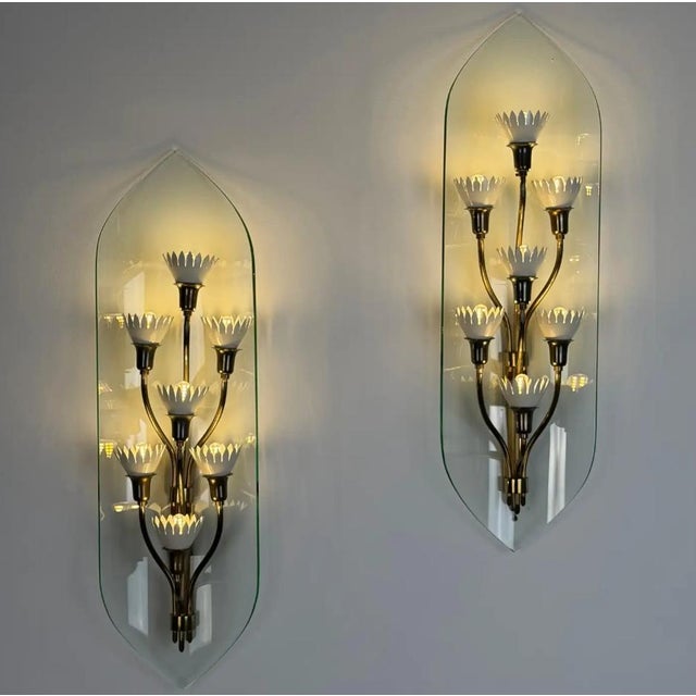 Monumental Pietro Chiesa for Fontana Arte Rare 7-Light Glass Sconces, 1950s For Sale - Image 14 of 15