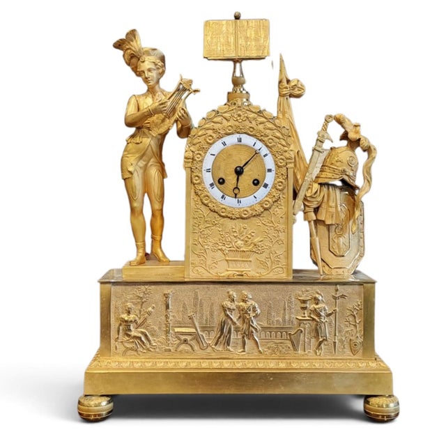 Empire Parisian Mercury-Gilt Bronze Statue Table Clock, France For Sale - Image 9 of 9