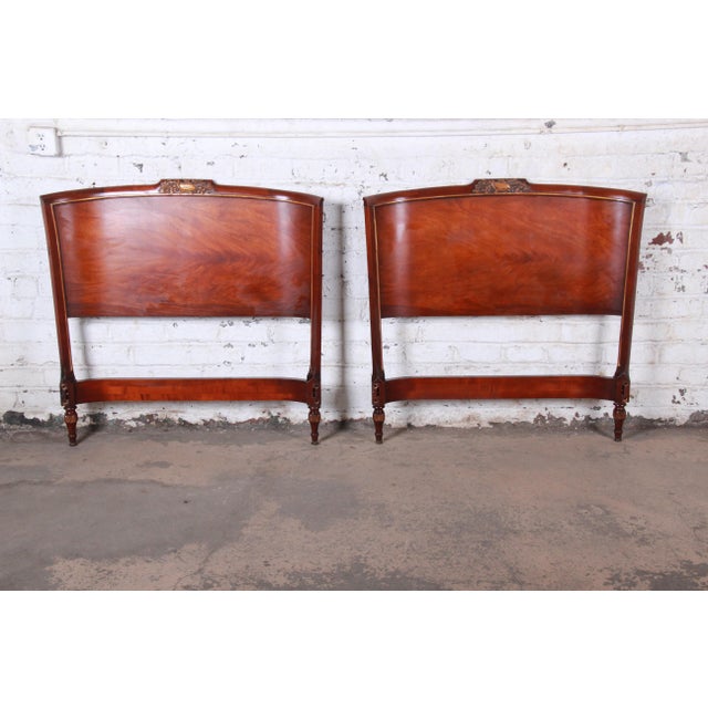 Carved Mahogany Twin Headboards by Irwin, Circa 1940s Chairish