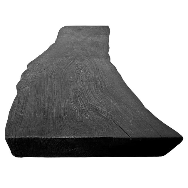 Organic Modern Black Natural Edge Slab Bench/Coffee Table For Sale - Image 9 of 9
