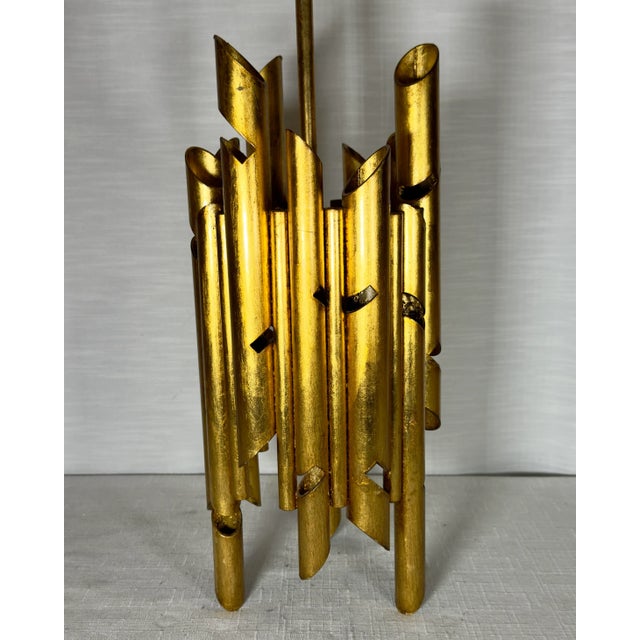 Vintage Palm Beach Regency Gaetano Sciolari Style Gilt Tole Chandelier For Sale - Image 9 of 12