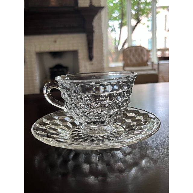 Waterford Mid 20th Century Cut Glass Teacups & Saucers, Set of 19 For Sale - Image 4 of 10