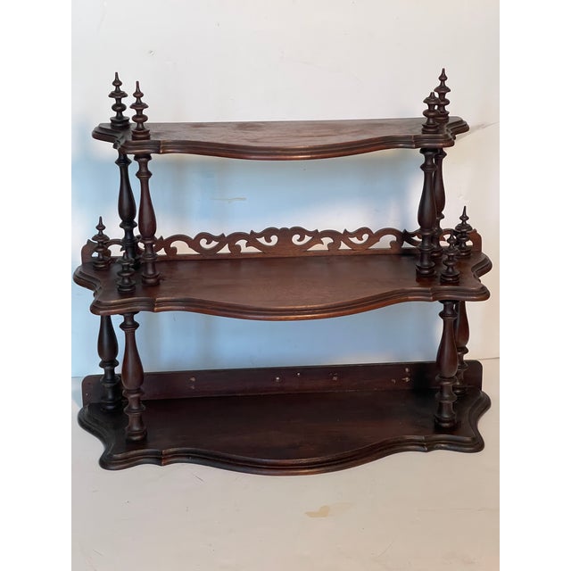 Victorian 3 Tier Ornate Wall Shelf Display Antique Victorian For Sale - Image 3 of 5