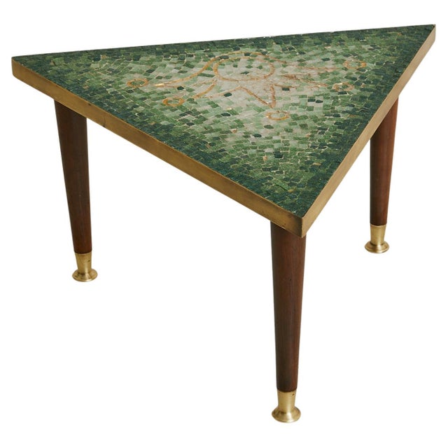 Mexican Green Mosaic Triangular Side Table by Genaro Álvarez, 1960s For Sale - Image 10 of 18