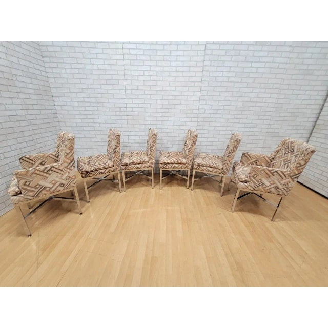 Milo Baughman Mid Century Milo Baughman Style Chrome Dining Chairs - Set of 6 For Sale - Image 4 of 9