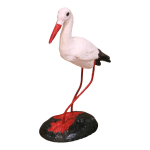Mid-Century French Hand-Painted Concrete and Iron Stork Garden Sculpture