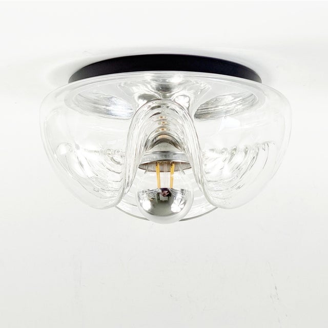 Mid-Century Modern Mid-Century Space Age Glass Wave Flush Mount by Koch & Lowy for Peill & Putzler, Germany, 1970s For Sale - Image 3 of 10