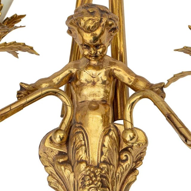 Figurative Louis XVI Style Gilt Metal Cherub Sconces, Pair For Sale - Image 3 of 4