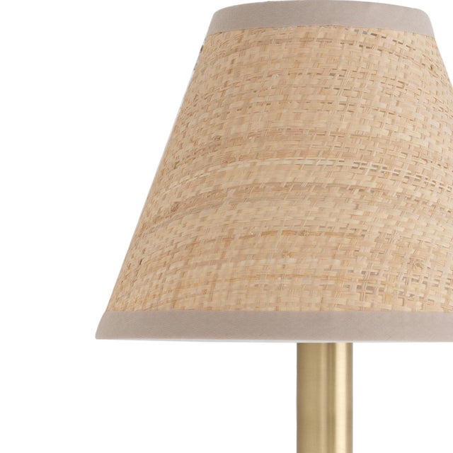 Transitional Polly Sconce Single, Natural Brass with Rattan Shade For Sale - Image 3 of 6