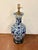 Stylish Currey & Co Porcelain jar lamp, blue and white glaze, floral desing. Showroom floor sample.
