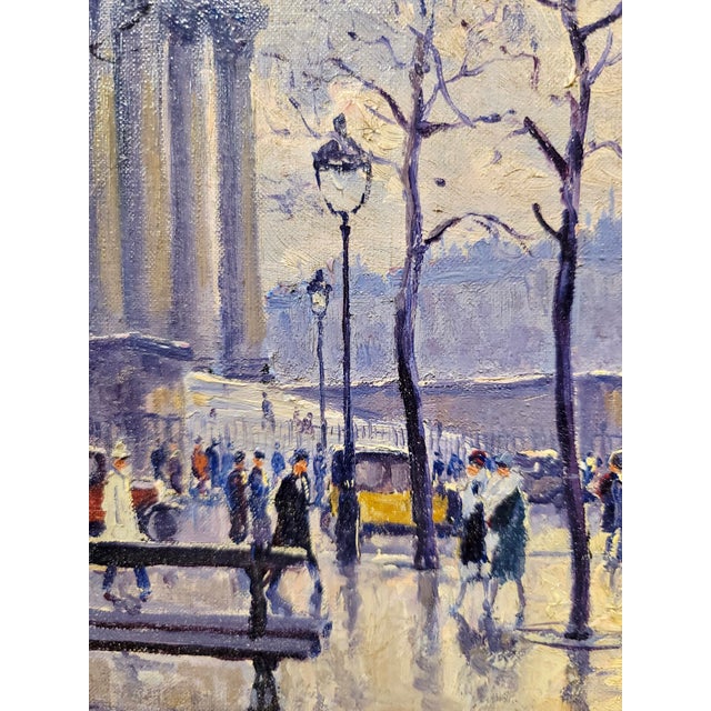 1930s Henry Malfroy-1930s People in the Street at Place De La Madeleine,Paris-Oil Painting For Sale - Image 5 of 9