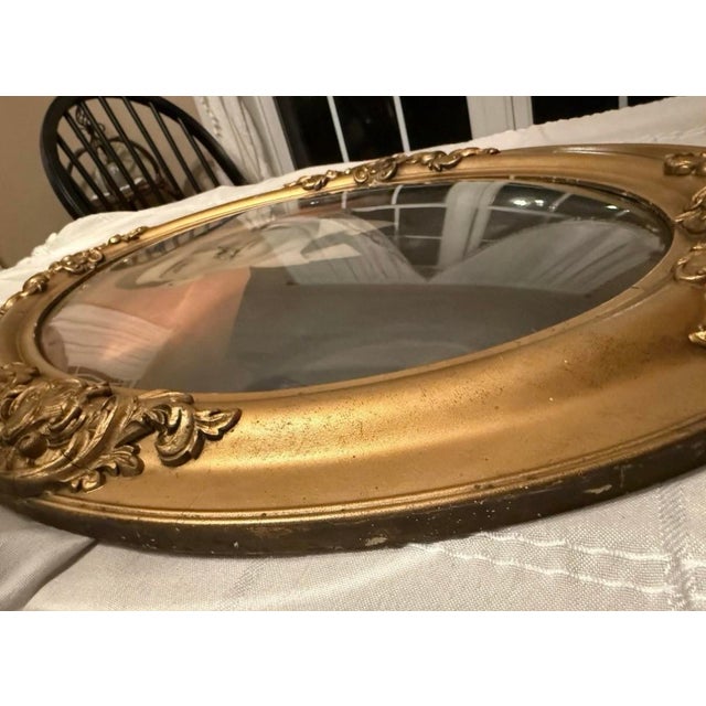 Antique Hand Tinted Pre 1890s Photo Ornate Frame Convex Bubble Glass 19x25” For Sale - Image 4 of 11