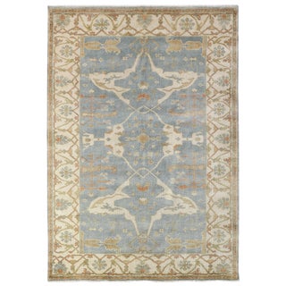 Exquisite Rugs Oushak Hand knotted Wool Blue/Ivory Rug-12'x15' For Sale