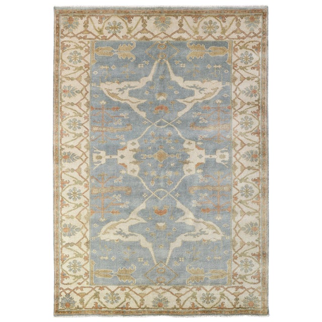 Exquisite Rugs Oushak Hand knotted Wool Blue/Ivory Rug-12'x15' For Sale