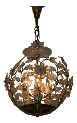 Brass and Crystal Glass Chandelier attributed to Ernst Palme for Palwa, 1960s
