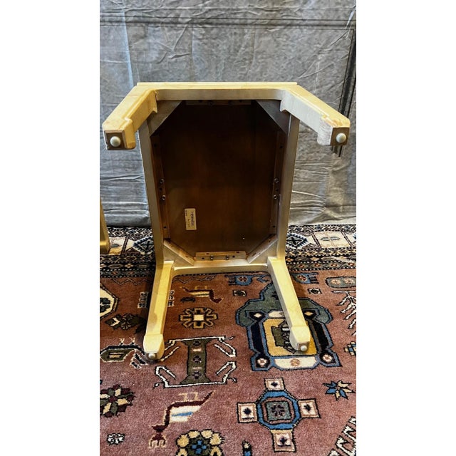 1990s Henredon Hollywood Regency Faux Goatskin Side Tables - Set of 2 For Sale - Image 9 of 10