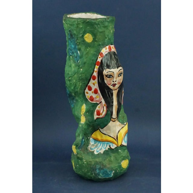 Beige Ceramic Vase with Portrait of Woman from Pisapia, Italy, 1920s For Sale - Image 8 of 18
