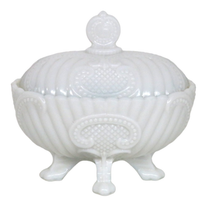 Portieux Vallerysthal White Opaline Milk Glass French Candy Dish With Lid 4733b