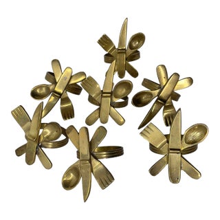 Brass Utensil Napkin Rings- Set of 7 For Sale