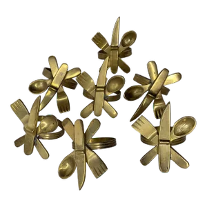 Brass Utensil Napkin Rings- Set of 7