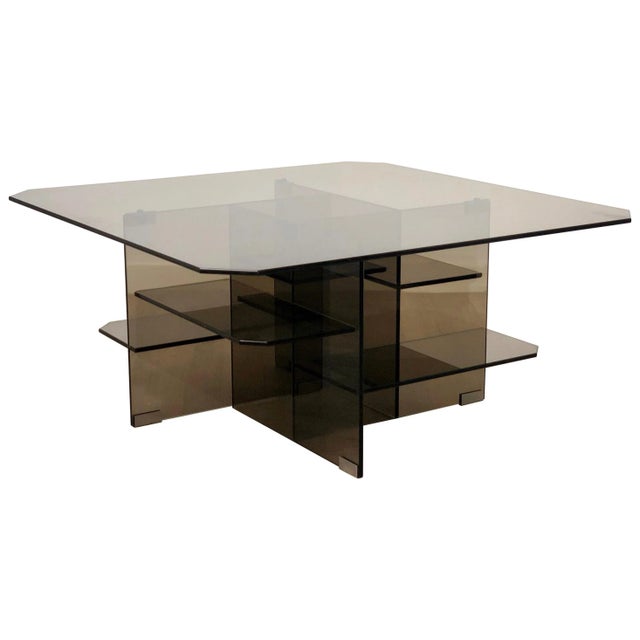 Smoked Glass Coffee Side Table, Italy, 1970s For Sale - Image 12 of 12