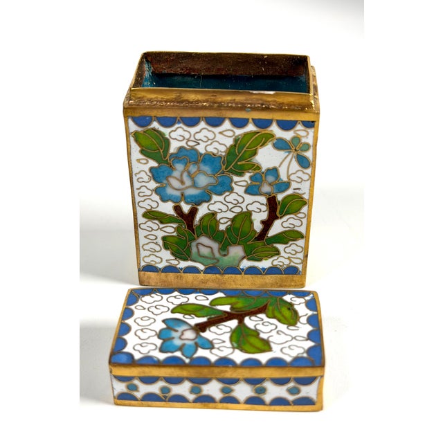 Vintage Chinese Cloisonné Small Canister Jar Set - 8 Canisters W/ Original Box For Sale In Sacramento - Image 6 of 17