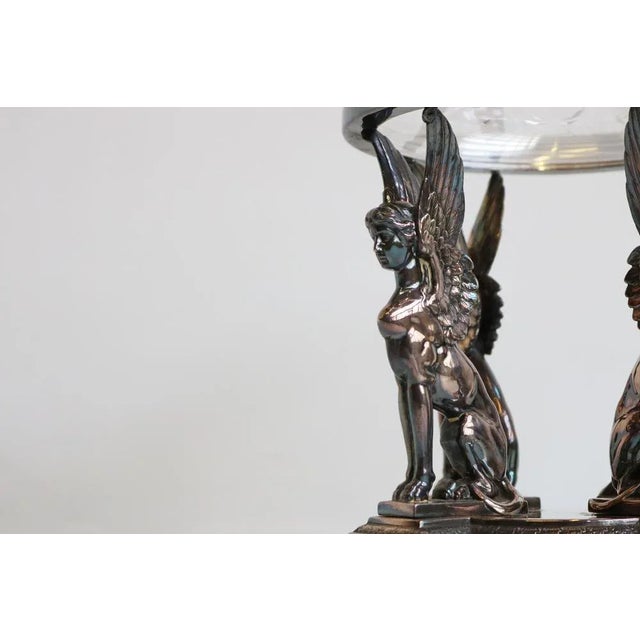 Glass Antique Art Nouveau Egyptian Revival Centerpiece in Silver-Plated Crystal Glass from WMF, 1890s For Sale - Image 7 of 12